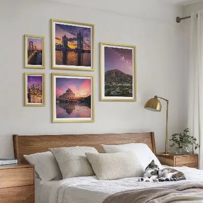 5-Piece Mountain City Night Landscape Wall Art Set 