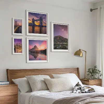 5-Piece Mountain City Night Landscape Wall Art Set 
