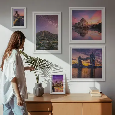5-Piece Mountain City Night Landscape Wall Art Set 