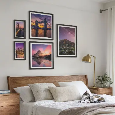 5-Piece Mountain City Night Landscape Wall Art Set 