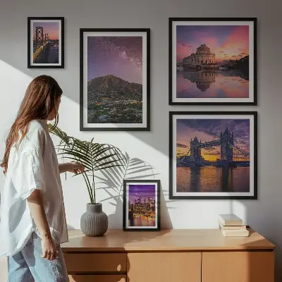 5-Piece Mountain City Night Landscape Wall Art Set 