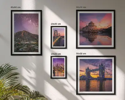 5-Piece Mountain City Night Landscape Wall Art Set 