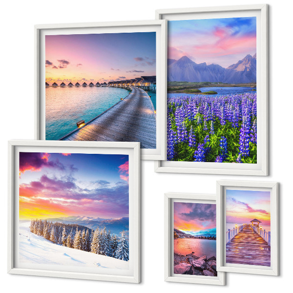 Framed photo set Landscapes nature mountains views