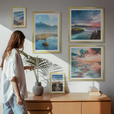 Set of 5 wall art pieces Mountain landscapes waterfalls