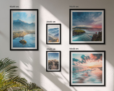 Set of 5 wall art pieces Mountain landscapes waterfalls