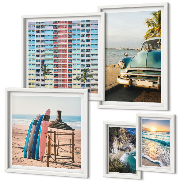 Framed photo set Stylish beach landscapes