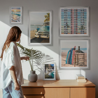 Framed photo set Stylish beach landscapes