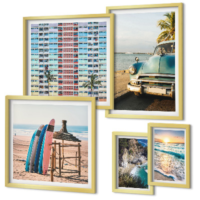 Framed photo set Stylish beach landscapes