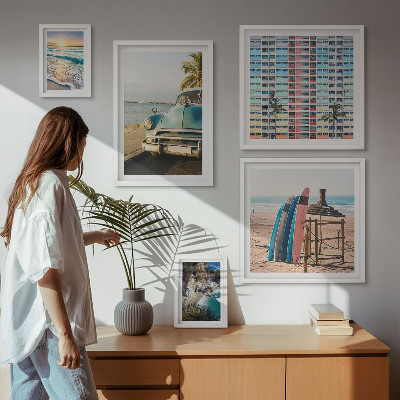 Framed photo set Stylish beach landscapes