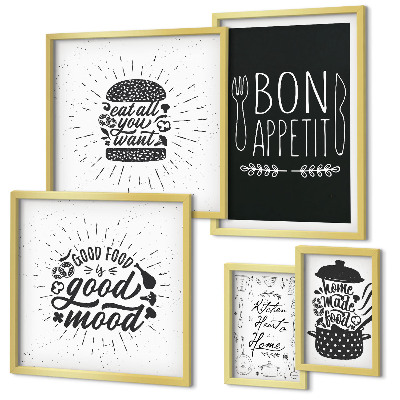 Set of 5 wall art pieces Kitchen inspirations cooking