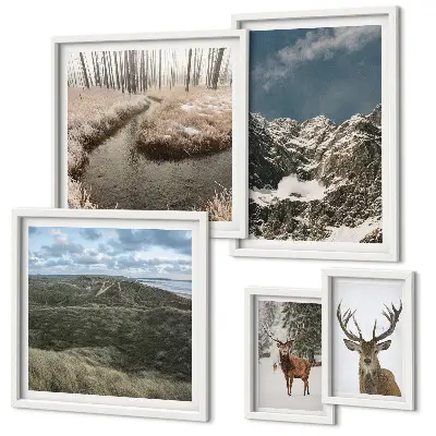 Framed photo set majestic wild nature mountains