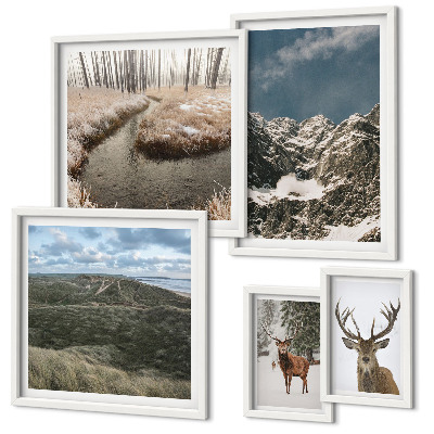 Framed photo set Wild nature majestic mountains