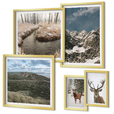 Framed photo set Wild nature majestic mountains