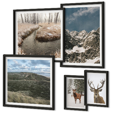 Framed photo set Wild nature majestic mountains