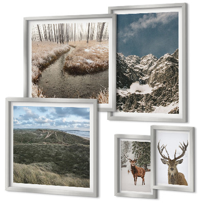 Framed photo set Wild nature majestic mountains