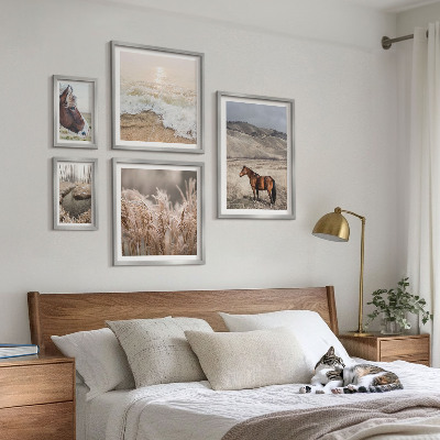 Set of 5 wall art pieces Landscapes with horses and water