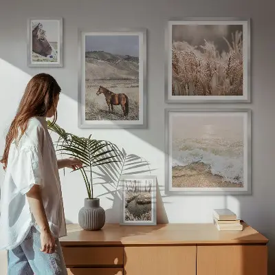 5-Piece Wall Art Set landscapes featuring horses and water
