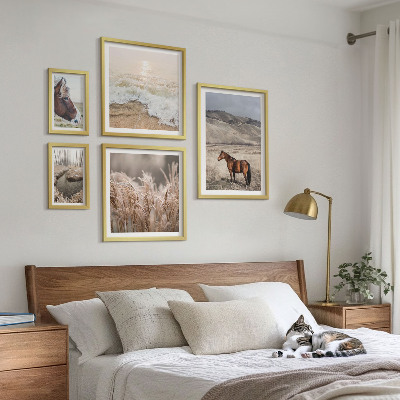 Set of 5 wall art pieces Landscapes with horses and water