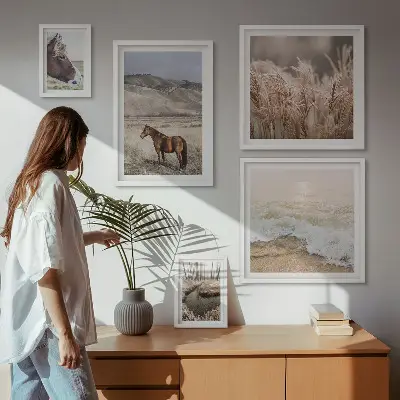 5-Piece Wall Art Set landscapes featuring horses and water