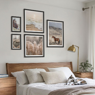 Set of 5 wall art pieces Landscapes with horses and water