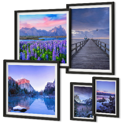 Gallery wall Mountain and seaside landscapes