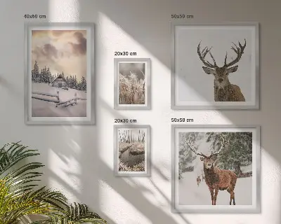 Winter landscapes with deer wall art set of 5 pieces