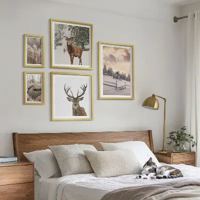 Winter landscapes with deer wall art set of 5 pieces