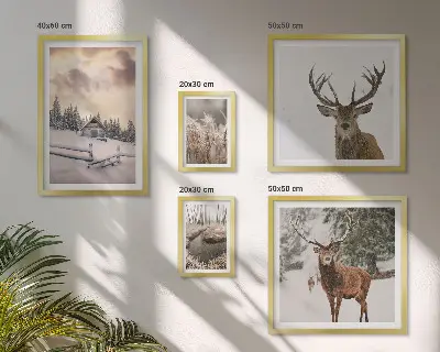 Winter landscapes with deer wall art set of 5 pieces