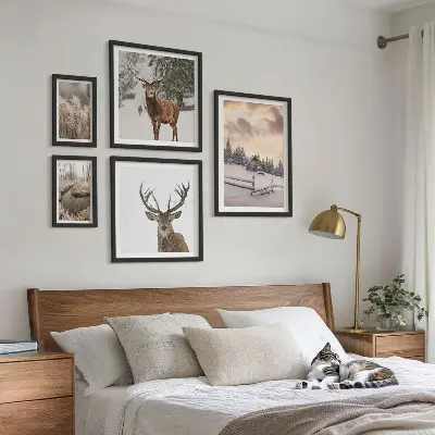 Winter landscapes with deer wall art set of 5 pieces