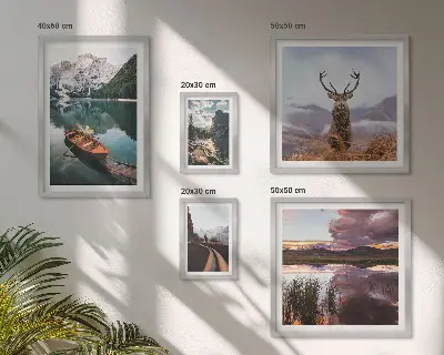 Gallery wall featuring mountain lake and nature landscape photography