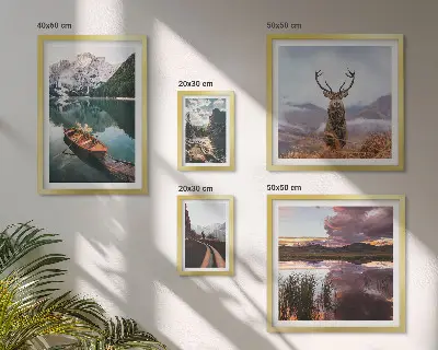 Gallery wall featuring mountain lake and nature landscape photography