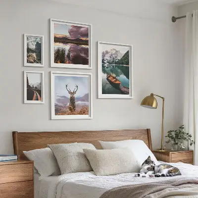 Gallery wall featuring mountain lake and nature landscape photography