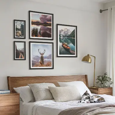 Gallery wall featuring mountain lake and nature landscape photography
