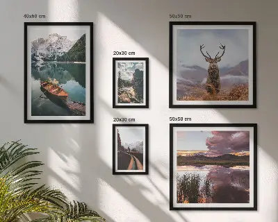 Gallery wall featuring mountain lake and nature landscape photography