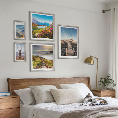 Framed photo set Landscapes of mountains and wild forests