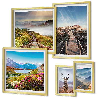 Framed photo set Landscapes of mountains and wild forests