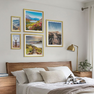 Framed photo set Landscapes of mountains and wild forests