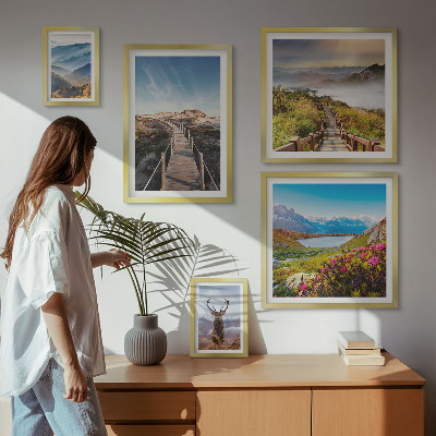 Framed photo set Landscapes of mountains and wild forests