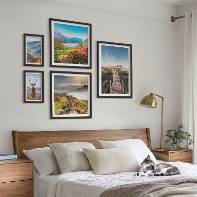 Framed photo set Landscapes of mountains and wild forests