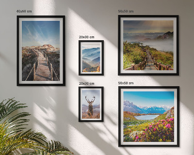 Framed photo set Landscapes of mountains and wild forests