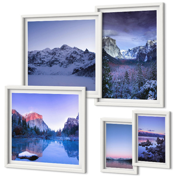 Set of 5 wall art pieces Mountain lakes forests landscapes