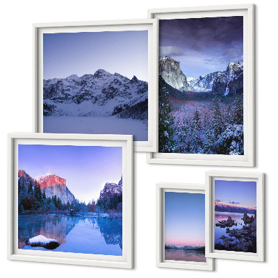 Set of 5 wall art pieces Mountain lakes forests landscapes