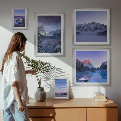 Set of 5 wall art pieces Mountain lakes forests landscapes