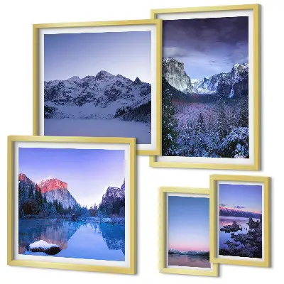 Mountain lakes and forests landscape wall art set of 5 pieces