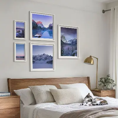 Mountain lakes and forests landscape wall art set of 5 pieces