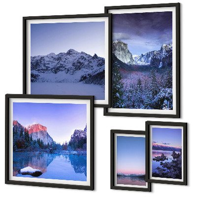 Set of 5 wall art pieces Mountain lakes forests landscapes