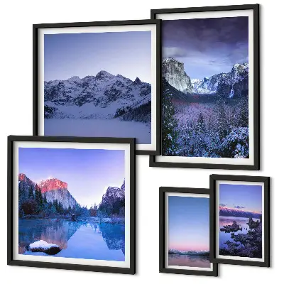 Mountain lakes and forests landscape wall art set of 5 pieces