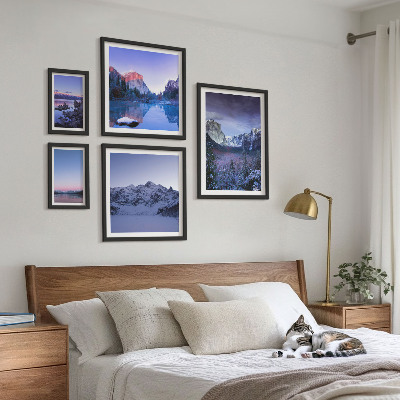 Set of 5 wall art pieces Mountain lakes forests landscapes
