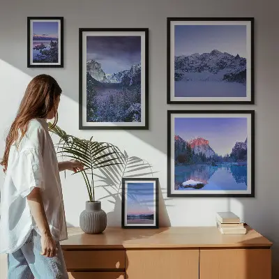Mountain lakes and forests landscape wall art set of 5 pieces
