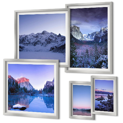 Set of 5 wall art pieces Mountain lakes forests landscapes